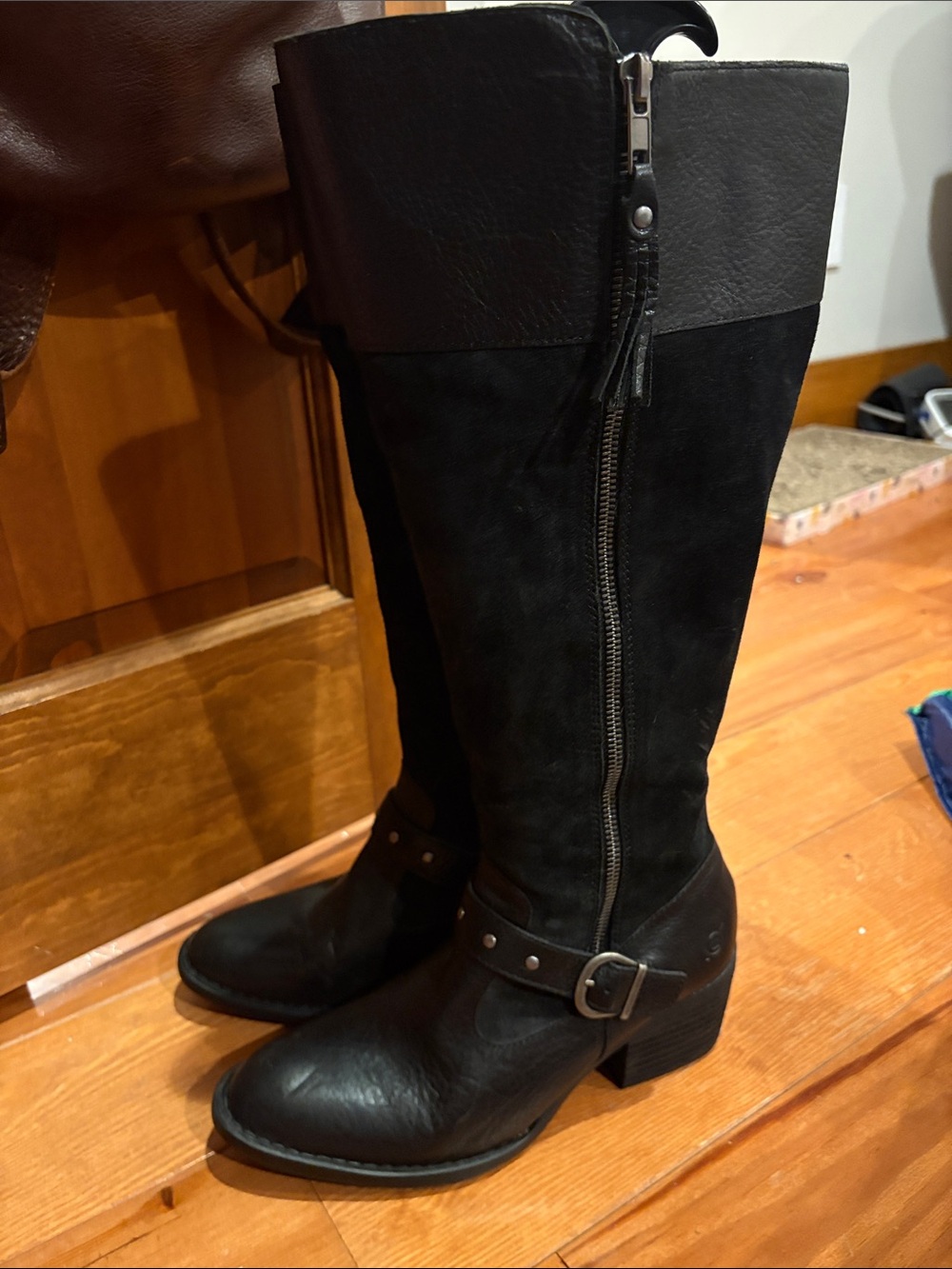 Born Black Over-the-Knee Riding Boots with Side Zip